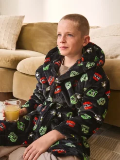 Noir - Robe en polaire Minecraft (5-16ans)