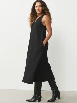 Noir - Robe longue Sans manche col en V
