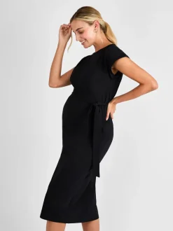 Noir - Robe t-shirt mi-longue JoJo Maman Bébé décontractée à manches courtes