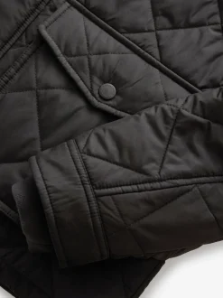 Noir - Résistant à la douche Diamond Quilt Corduroy Col Veste