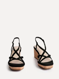 Noir - Sandales compensées à lanières Linzi Safiya avec sangle de cheville enveloppante