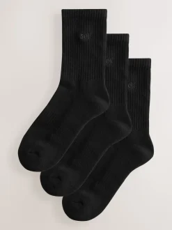 Noir - Self. Chaussettes de cheville Cushion Sole Lounge 3 Pack