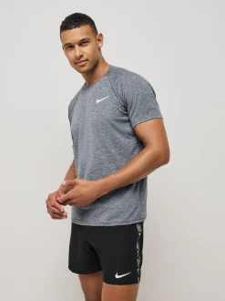 Noir - Short de bain Nike 5 Inch Black Logo Tape Volley