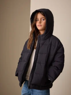 Noir - Shower Resistant Square Quilted Coat (3-16yrs)