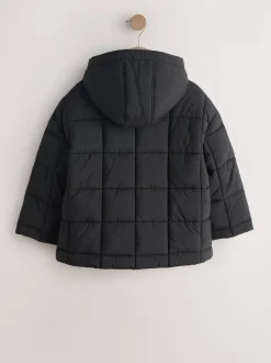 Noir - Shower Resistant Square Quilted Coat (3-16yrs)