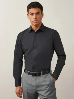 Noir - Skinny Fit (Skinny Fit) - Chemises intelligentes faciles d’entretien à poignets simples