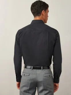Noir - Skinny Fit (Skinny Fit) - Chemises intelligentes faciles d’entretien à poignets simples