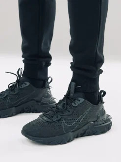 Noir - Slim Fit (Slim Fit) - Pantalon de Joggings en coupe ajustée à dos brosse