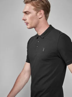 Noir - Slim Fit (Slim Fit) - Polo Manches courtes Pique