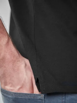 Noir - Slim Fit (Slim Fit) - Polo Manches courtes Pique