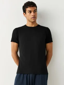 Noir - Slim Fit (Slim Fit) - T-shirts de superposition en coton 100 %, lot de 2