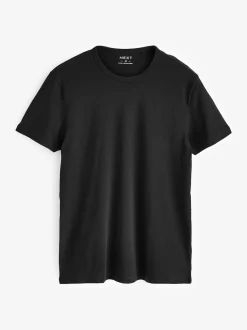 Noir - Slim Fit (Slim Fit) - T-shirts de superposition en coton 100 %, lot de 2