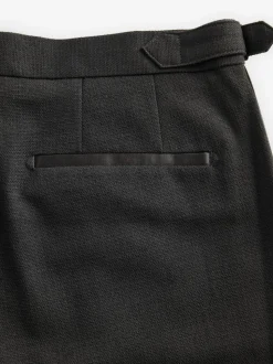 Noir - Slim Fit (Slim Fit) - Pantalon de smoking ajustable avec laine