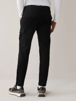 Noir - Slim Fit (Slim Fit) - Pantalon cargo stretch en coton