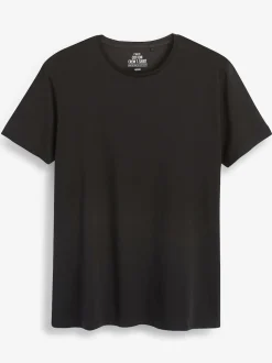 Noir - Slim Fit (Slim Fit) - T-shirts de superposition en coton 100 %, lot de 5