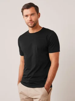 Noir - Slim Fit (Slim Fit) - T-shirt Essential Col rond en coton