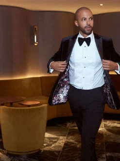 Noir - Slim Fit (Slim Fit) - Blazer Signature Pontoglio en velours italien