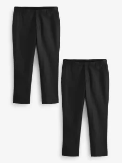 Noir - Slim Fit (Slim Fit) - Lot de 2 pantalons intelligents unis sur le devant
