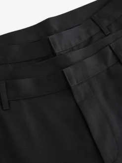 Noir - Slim Fit (Slim Fit) - Lot de 2 pantalons intelligents unis sur le devant