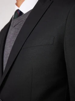 Noir - Slim Fit (Slim Fit) - Veste de costume à deux boutons