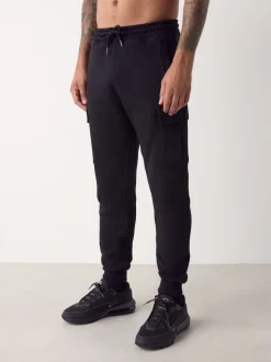 Noir - Slim Fit (Slim Fit) - Joggings Cargos Coupe ajustée lourds brossés