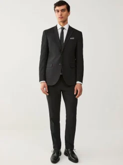 Noir - Slim Fit (Slim Fit) - Veste de costume Essential