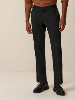 Noir - Slim Fit (Slim Fit) - Pantalon élégant uni sur le devant