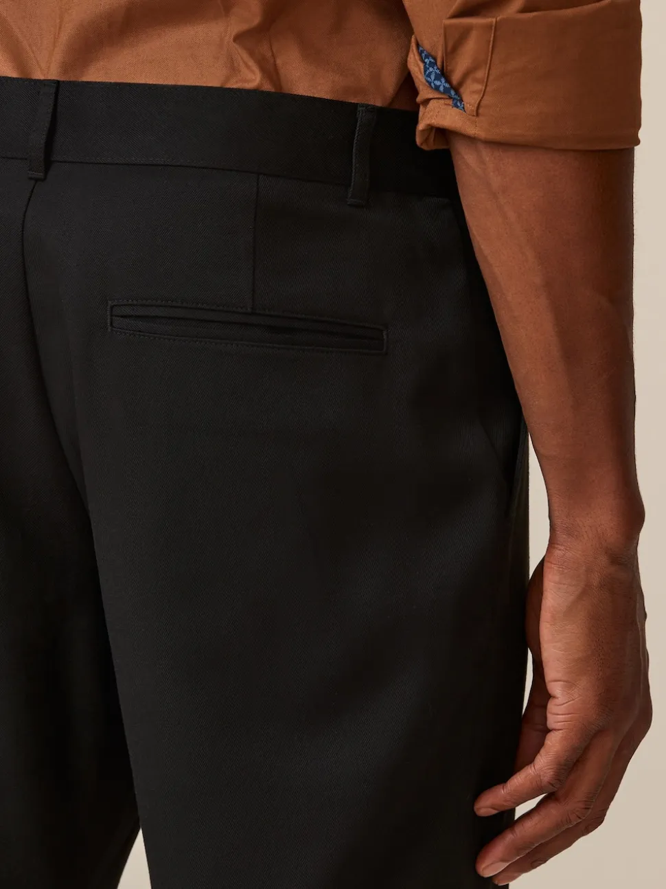 Noir - Slim Fit (Slim Fit) - Pantalon élégant uni sur le devant