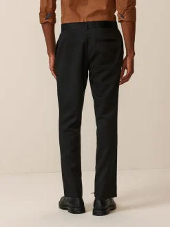 Noir - Slim Fit (Slim Fit) - Pantalon élégant uni sur le devant