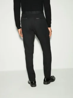 Noir - Slim Fit (Slim Fit) - Pantalon de smoking texturé avec détail de ruban adhésif