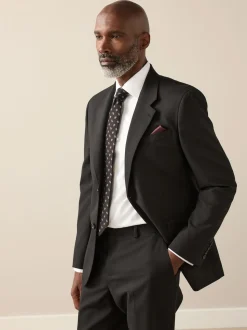 Noir - Slim Fit (Slim Fit) - Veste de costume Signature Nova Fides en 100% laine italienne