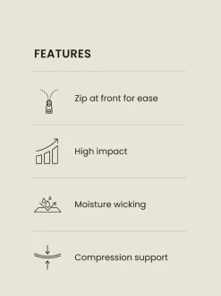 Noir - Soutien-gorge DD+ Active Sports zippé sur le devant Dry Tech à impact élevé