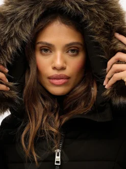 Noir - Superdry Fuji Manteau mi-long à fausse capuche