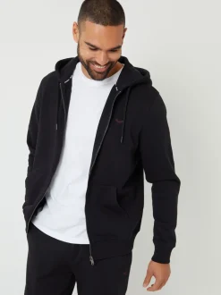 Noir - Sweat à capuche Threadbare zippé
