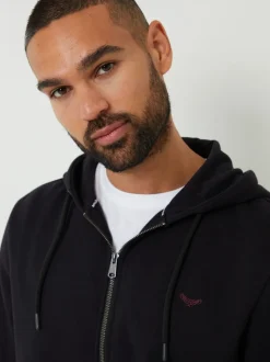 Noir - Sweat à capuche Threadbare zippé