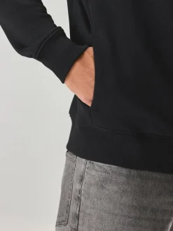 Noir - Sweat à capuche zippé en jersey épais riche en coton