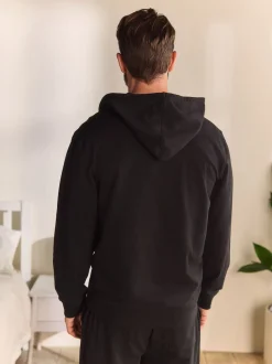 Noir - Sweat à capuche zippé léger