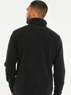 Noir - Sweat-shirt en polaire matelassée Threadbare quart de zip