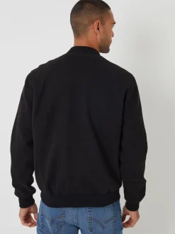 Noir - Threadbare bomber brossé en fausse laine