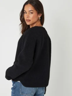 Noir - Threadbare Borg Veste en laine polaire