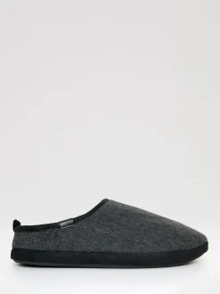 Noir - Threadbare Faux suède Chaussons mule doublés de fausse fourrure