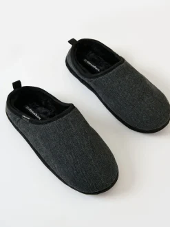 Noir - Threadbare Faux suède Chaussons mule doublés de fausse fourrure