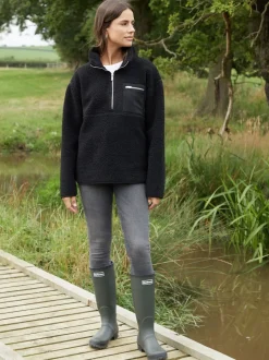 Noir - Threadbare Half Zip Borg Fleece