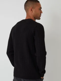 Noir - Threadbare pull ras du cou en maille torsadée