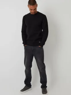 Noir - Threadbare pull ras du cou en maille torsadée