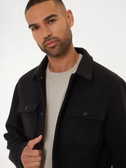 Noir - Threadbare Veste à boutons brossés-chemise