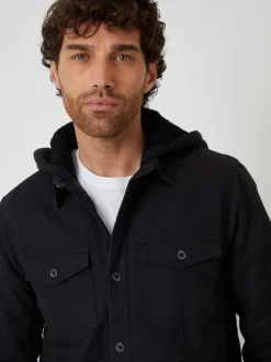 Noir - Threadbare Veste-chemise matelassée avec capuche doublée Borg