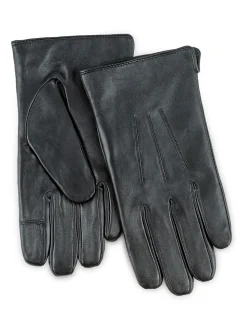 Noir - Totes Mens 3 Point Gants en cuir hydrofuge Smartouch