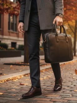 Noir - Totes Sacoche pour ordinateur portable en cuir véritable