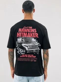 Noir - T-shirt à imprimé graphique Stranger Things